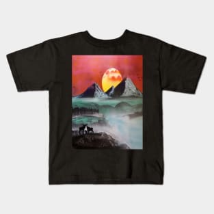 Moose family mountain Kids T-Shirt